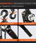 KOERZORE 3-ton manual lever chain hoist with galvanized chain and non-slip rubber handle front view