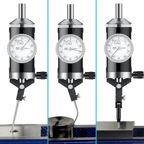 Pro Grade Coaxial Centering Indicator Set With Digital Readout 0 To 0.15 In showing different tool positions on milling surfaces