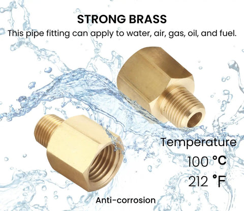 Strong brass One Eighth Inch NPT Male To One Quarter Inch NPT Female Pipe Adapter Fittings Pack Of Five with deep threads