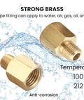 Brass One Eighth Inch NPT Male To One Quarter Inch NPT Female Reducing Adapter Pipe Fitting Two Pack Durable Plumbing And HVAC Connector For Quick Leak Free Install In Home Or Shop, two brass adapters