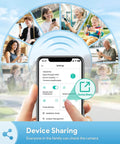 Wireless 2K HD Doorbell Camera With Ring Chime user interface displaying device sharing options on a smartphone screen.