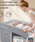 Parent using Must Have Portable Baby Changing Table With Waterproof Pad And Diaper Station, dresser style organizer
