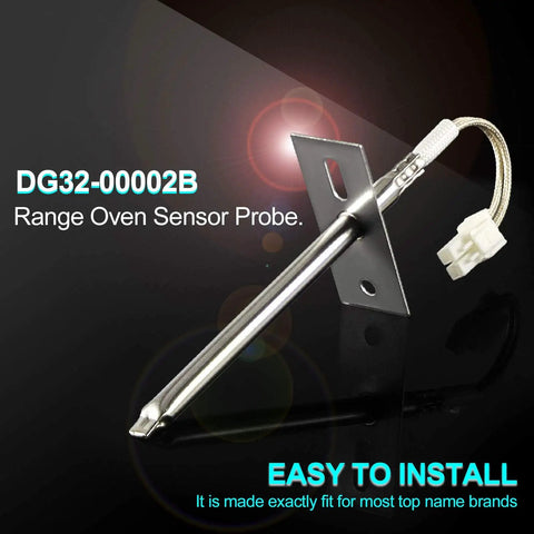 Upgraded Temperature Sensor Probe For Range Ovens Easy Install Plug-N-Play Ready And Precise Readouts Compatible With Samsung And LG Ovens Fits EBG61305805 DG32-00002A 6322B62214A PS4240743 PS11732697 steel probe with easy install plug