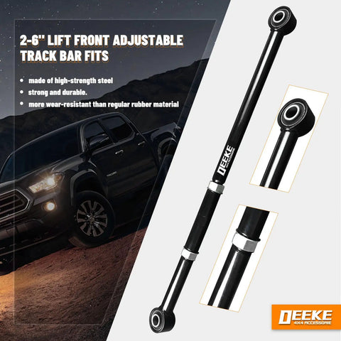 Front Adjustable Track Bar For 2 To 6 Inch Lift Fits Ford F250 F350 Super Duty And 1999 To 2005 Excursion 2WD 4WD Off Road Stability, Steering Control, Rock Solid Handling, And Enhanced Suspension Performance black steel adjustable track bar with bushings