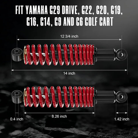 Beefed Up Heavy Duty Rear Shock With Spring For Golf Cart 14 Inch Extended Length Fits G29 Drive G22 G20 G19 G16 G14 G9 G6
