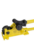 Steel Dragon 2-in-1 Portable Manual Rebar Cutter And Bender For 5/8 Inch #5 Rebar Heavy Duty yellow tool with handles.