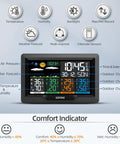 Wireless Weather Station With Indoor And Outdoor Sensors And 7 Inch Color Display showing temperature, humidity, and forecast.