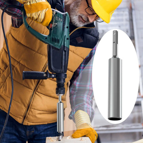 Worker using Ground Rod Driver For SDS Plus Rotary Hammer Bits 5/8 Inch And 3/4 Inch, Built Tough Durable Adapter on job site