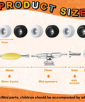 Diagram of Six Sets DIY Fingerboard Kit With 24 Wheels 12 Brackets 54 Screws 30 Nuts And 6 Screwdrivers for 96mm mini skateboard build