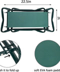 Top view of 2-In-1 Garden Stool And Kneeler With Tool Bags And Kneeling Pad, Portable Garden Bench For Yard Work, Durable Outdoor Seat, Green