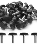 Killer Heavy Duty Stainless Steel Adjustable Furniture Leveling Feet M6 X 18Mm Threaded Legs 30 Pack, black plastic topped screws.