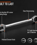 Heavy Duty 13 Piece Metric Ratchet Wrench Set With 72 Tooth Gear And 5 Degree Swing For Tight Spots Chrome Vanadium Steel Construction Wrenches From 6mm To 19mm Includes Handy Storage Rack, 14mm wrench