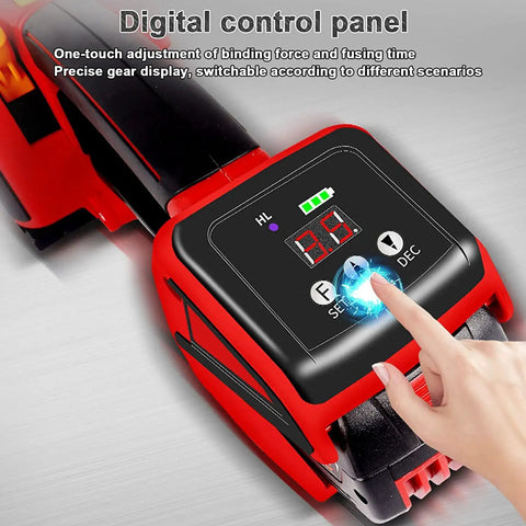 Digital control panel of Hustle Ready Cordless Strapping Machine Auto Weld And Cut Handheld Bander for precise adjustments.