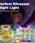 Awesome Dinosaur Light Up Terrarium Kit For Kids With Led Night Light And Remote DIY craft kit with jar, dinosaurs, pebbles, and 13-color remote LED