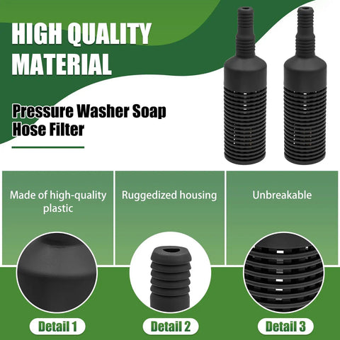 Pressure Washer Detergent Filter Replacement for soap injection hoses with high-quality plastic and rugged design, universal fit.