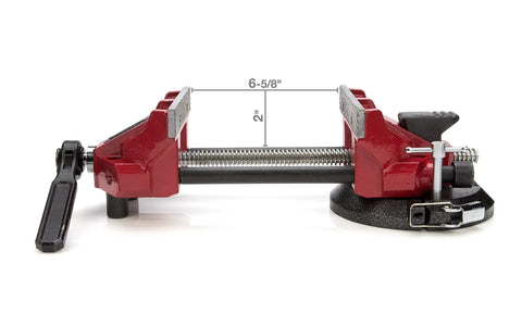 Low Profile 6 Inch Bench Vise With Rapid Opening Rugged Steel Jaws Replaceable Serrated Jaws For Secure Non Slip Grip Opens