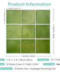 Green 3D Peel And Stick Tile Backsplash Squares 11.8x11.8 Inches Ultralight PVC, Waterproof, DIY friendly, size and product details