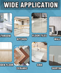 Wide application of heavy duty construction adhesive for concrete, tile, stone, wood in bathroom, kitchen, tiles, walls, skirting.