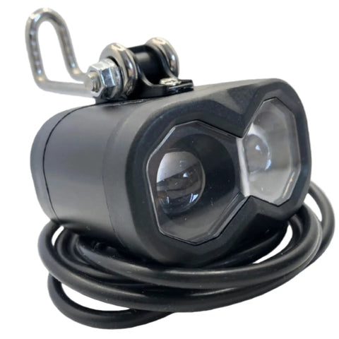 Two In One Front Light And Horn Waterproof 3 Pin Connector Headlight For 36V And 48V Ebikes And E Scooters Bright LED Night Ride Light With Loud 75 To 100 dB Horn For Mountain Biking