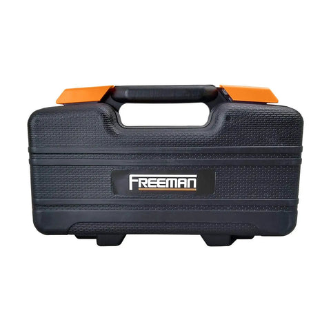 Front view of the storage case for 39 Piece Hand Tool Kit With Storage Case For DIY Home Repairs And Projects, Durable Chrome Plated Tools