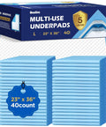 Heavy Duty Disposable Bed Pads For Incontinence With Serious Soak Power And No Drip Drama 23 By 36 Inches 40 Count Pack stacked in blue.