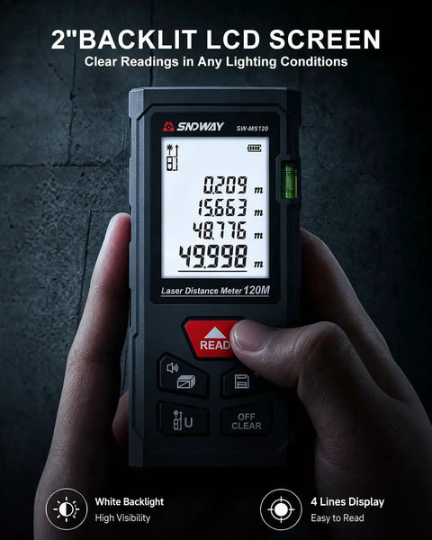 Pro Grade Digital Laser Distance Measuring Tool With 164 Foot Range, Dead On Accuracy Within One Sixteenth Inch, Built In Bubble Level, Quick Unit Swap, No Fuss Single Button Operation, Great For Contractors And Weekend Warriors Doing Home Upgrades