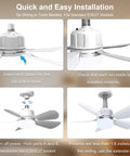 Easy Peasy 19 Inch Screw In Ceiling Fan Light Kit With Remote Control Dimmable Led Bulb And Sleek Five Blade Design showing easy installation steps.