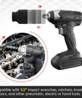 Heavy Duty 1/2 Inch Drive 46Mm Deep Impact Socket For 6 Point Axle Nut And Wheel Hub Nut Removal, CR MO Steel, shown with wrench.