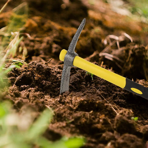 Weeding Mattock Hoe 15 Inch Forged Garden Pick Axe With Fiberglass Handle Long Reach Tool for loosening soil outdoors