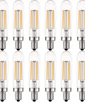 Vintage E12 LED Bulb 60W Equivalent Dimmable Tubular Filament, 2700K Warm White, 500 Lumens, Clear Glass Edison Filament Bulb, 5W, UL Listed, Pack of 12.