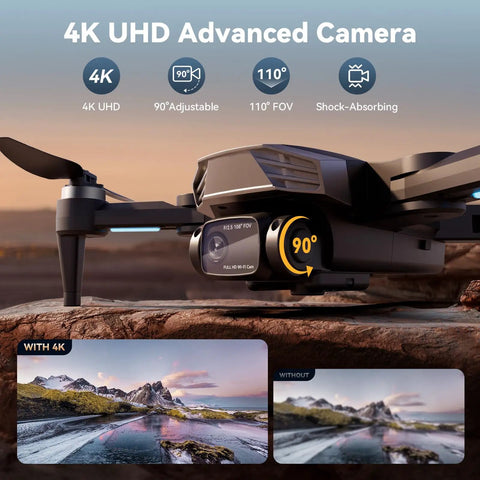 4K GPS Drone With Camera For Adults And Beginners Auto Return Home Brushless Motors Follow Me 5G FPV Transmission Smart RC Quadcopter Under 250G showcasing advanced 4K UHD camera with adjustable angle.