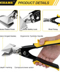 Pro Grade 3 Inch Sheet Metal Hand Seamer Tool with ergonomic grip held by a hand, showing nickel-plated finish and metal safety lock.
