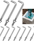 304 Stainless Steel J Bolts 3/8-16 X 6 Inches Set Of 10 Concrete Post Anchors Fasteners with Nuts and Washers installed view
