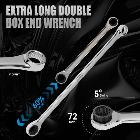 Extra Long 12 Piece Metric Ratchet Wrench Set 8-22mm With Double Box End And Magnetic Pickup Tool, Perfect Auto Repair Gear For Dudes, Great Gift For Men, Stocking Stuffers For Christmas Birthday
