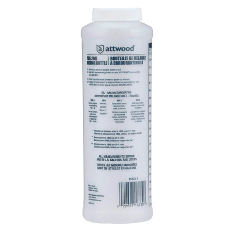 Wide Mouth One Quart Marine Fuel And Oil Mixing Bottle For Quick Precise Two Stroke Engine Ratios Like One Hundred To One Fifty To One Twenty Four To One And Ten To One With Clear Gallon And Liter Level Marks