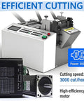USZWBY Automatic Heat Shrink Tubing Cutter Machine 300W Microcomputer Control features a control panel and a high-efficiency motor.