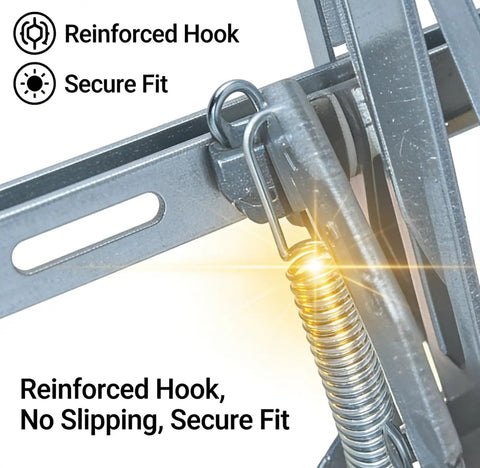 Close-up of reinforced hook and spring from Top Shelf Replacement Recliner Sofa Chair Mechanism Tension Extension Springs Built Legit To Run Smooth.