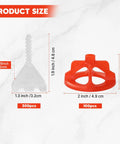 Tile Leveling System 1/8 Inch With 300 Spacers And 100 Red Cap Clips sizes shown in inches and centimeters