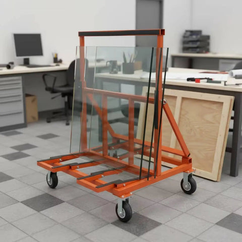 Folding Transport Cart Flatbed Hand Truck With Four Six Inch Swivel Casters Anti Slip Strips And Brake Control in office