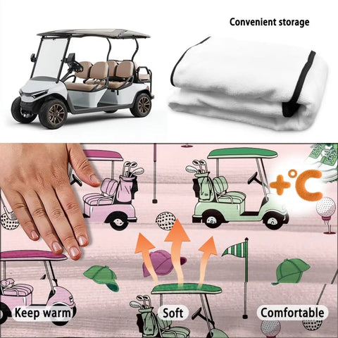 Hella Comfy Golf Cart Seat Covers With Deep Storage Pockets For Two Passenger Carts Universal Fit Non Slip Anti Skid Grip Washable Protective Blanket on a golf cart.