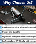 Six Pack 301-69A And 301-69B Pneumatic Die Grinder Wrench Tool Set displayed on a workbench with featured benefits.