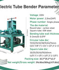 Heavy-Duty Electric Tube Pipe Bender Machine With Round And Square Dies For Metal Fabrication Welding Projects Professional Tool with detailed specifications.