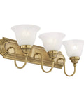 Antique Brass Bath Vanity Light With White Alabaster Glass Shades 24 Inch Wide Eight And A Half Inch Deep Four Point Seven Five Inch Back Plate Classic Steel Build Model 1003 01 Perfect For A Bright Modern Meets Vintage Bathroom Vibe.