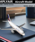1/400 United Airplane Model Kit For Collectors, No Assembly Required, Alloy Body With Plastic Base on Desk Display