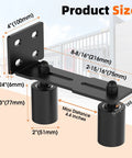 Heavy Duty Sliding Gate Guide Roller Hardware Kit With 3 Inch Black Nylon Wheels And Steel L Bracket, Built Tough And Adjustable Gate Roller For Rolling Doors, Wood Or Garage Use, with measurements showing size and dimensions of components.