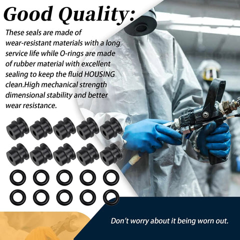 Five-piece black side seals kit for Fusion Air Purge AP spray gun with rubber O-rings