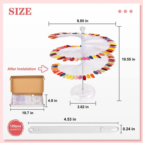Kickass 120 Count Spiral Gel Polish Swatch Display Rack With Crisp Clear Acrylic Slides And Easy Snap Mounts For Salon Stylists Who Crave A Clean Flat Lay Color Card Spread That Saves Precious Counter Space