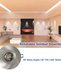 Living room with Canless Recessed Gimbal Downlight With 360 Degree Rotatable Eyeball And 40 Degree Beam Plus 30 Degree Tilt