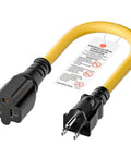 One Foot Nema 5-15P To 6-20R Electric Vehicle Charging Adapter Cable 12Awg Heavy Duty Power Extension Cord with yellow coating.