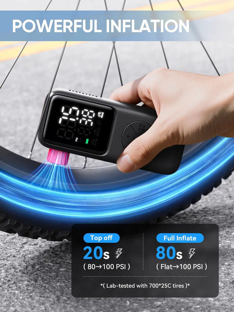 Ultra Lightweight Mini Bike Pump With Gauge Auto Stop 120 PSI Portable Hand Pump For Presta And Schrader Valves, Fits Road And Mountain Bike Tires, EBikes And Sports Balls, Pocket Size For Easy On The Go Inflation
